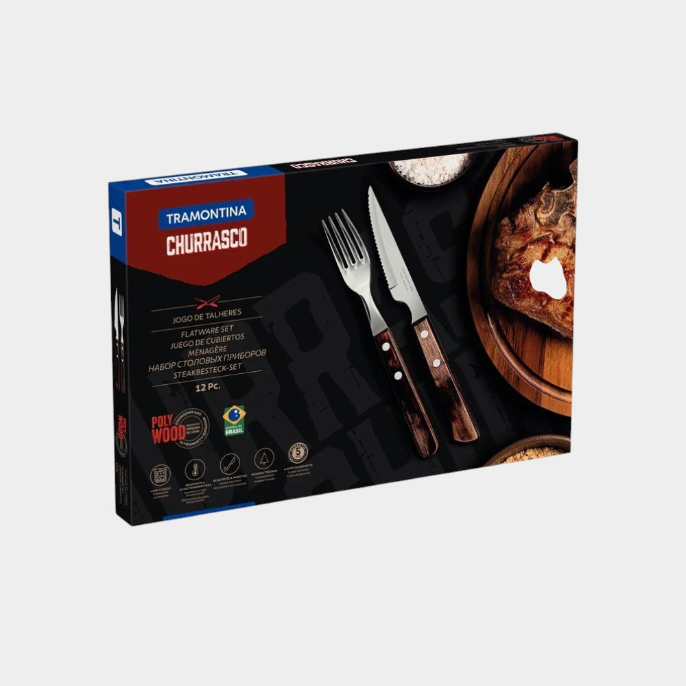 Tramontina 12 Piece Polywood Steak Set Brown