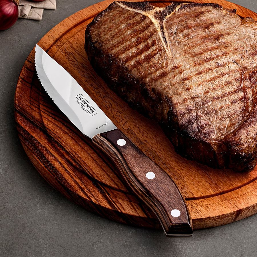 Tramontina 6 Piece Churrasco Jumbo Steak Knife Set Brown