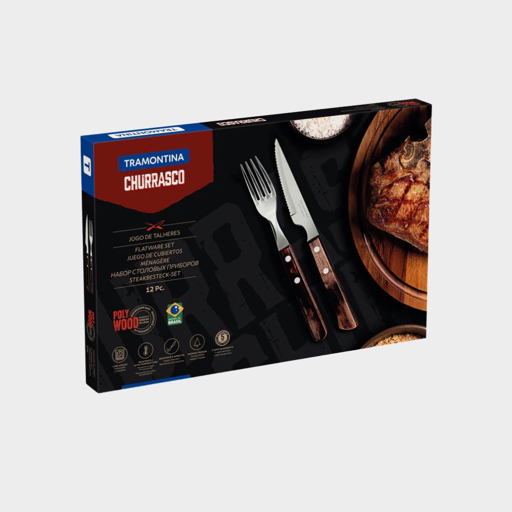Tramontina 12 Piece Polywood Steak Set Brown