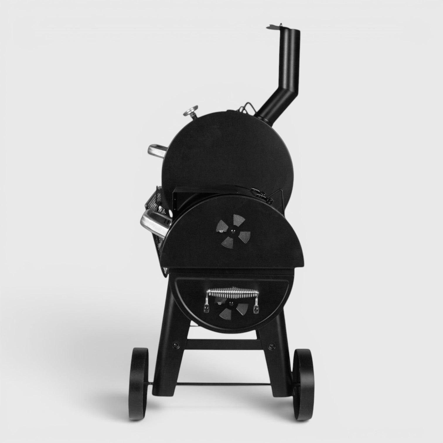 HARKBBQ black steel offset smoker and grill combination unit with chimney and wheels